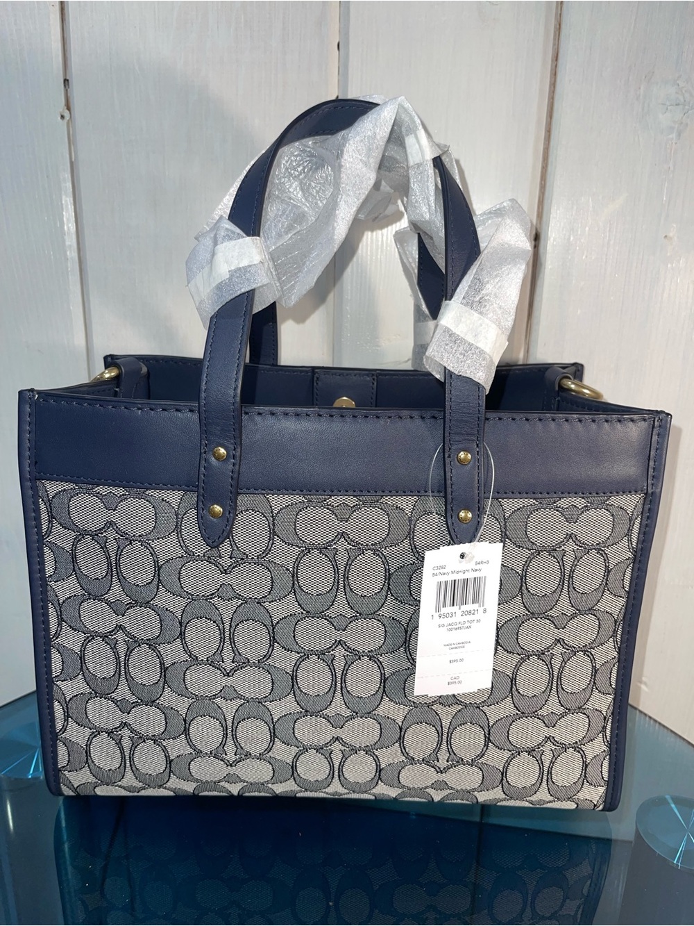 ❌ SOLD COACH Field Tote 30 In Signature Jacquard $395 C3282 MIDNIGHT NAVY NWT - Picture 5 of 10